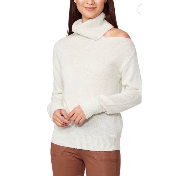 Paige Ivory and Silver Cutout Cold Shoulder Turtleneck- M - Picture 1 of 7